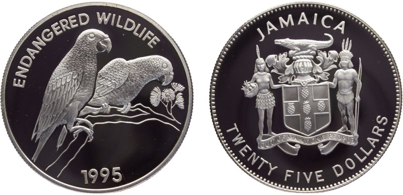 Jamaica Commonwealth Elizabeth II 25 Dollars 1995 (Mintage 10000) Conservation, ...