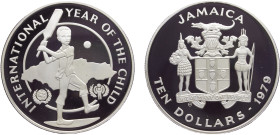 Jamaica Commonwealth Elizabeth II 10 Dollars 1979 CHI Balerna mint(Mintage 20000) International Year of the Child Silver PF 23.6g KM# 80
