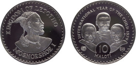 Lesotho Kingdom Moshoeshoe II 10 Maloti 1979 (Mintage 37000) International Year of the Child Silver PF 28.5g KM# 24