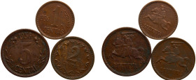 Lithuania Republic 1936 3 Lots Bronze XF