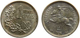 Lithuania Republic 1 Litas 1925 Kaunas mint Silver UNC 2.7g KM# 76