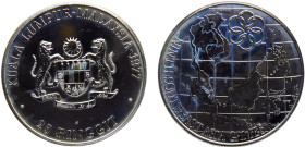 Malaysia Federal elective constitutional monarchy 25 Ringgit 1977 FM The Franklin mint 9th South East Asian Games Silver UNC 34.7g KM# 23