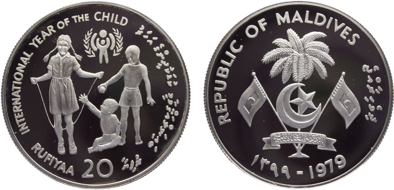 Maldives Second Republic 20 Rufiyaa AH1399 (1979) Balerna mint(Mintage 12000) In...