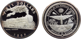 Marshall Islands Republic 50 Dollars 1996 S Sunshine Minting The Railway Heritage, Royal Hudson Steam Locomotive Silver PF 31.2g KM# 380