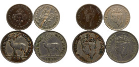 Mauritius British crown colony George VI ¼ Rupee & ½ Rupee 1950 & 1951 Royal mint 4 Lots Copper-nickel VF KM# 27 & 28