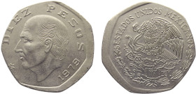 Mexico United Mexican States 10 Pesos 1979 Mo Mexico City mint Mint Error Struck 15% Off Cente Copper-nickel UNC 14.1g KM# 477