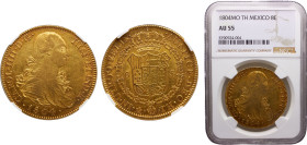 Mexico Spanish colony Carlos IV 8 Escudos 1804 Mo TH Mexico City mint Gold NGC AU55 KM# 159