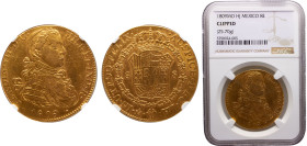 Mexico Spanish colony Fernando VII 8 Escudos 1809 Mo JH Mexico City mint Gold NGC Clipped KM# 160