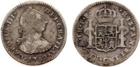 Mexico Spanish colony Carlos III 1 Real 1782 Mo FF Mexico City mint Silver VF 3.0g KM# 78