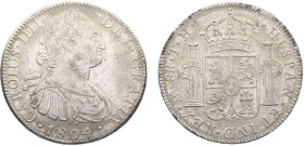 Mexico Spanish colony Carlos IV 8 Reales 1804 Mo TH Mexico City mint Silver AU 26.9g KM# 109