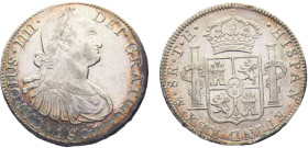 Mexico Spanish colony Carlos IV 8 Reales 1807 Mo TH Mexico City mint Silver AU 27.1g KM# 109