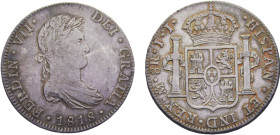 Mexico Spanish colony Fernando VII 8 Reales 1818 Mo JJ Mexico City mint Beautiful patina Silver XF 26.8g KM# 111