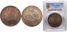 Mexico Federal republic 8 Reales 1889 Zs FZ Zacatecas mint Silver PCGS MS63 KM#377.13