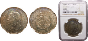 Mexico United Mexican States 1 Peso 1957 Mo Mexico City mint 100th Anniversary of Constitution, Benito Juarez Silver NGC MS65 KM#458