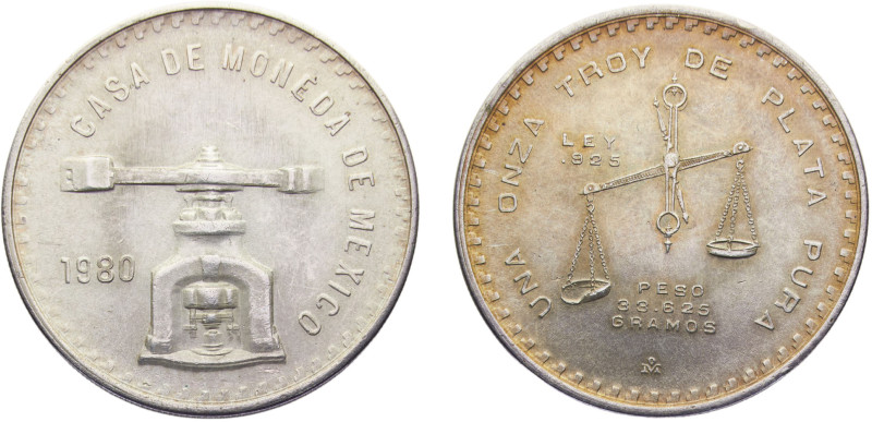 Mexico United Mexican States 1 Onza 1980 Mo Mexico City mint Medallic Silver Bul...