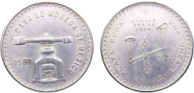 Mexico United Mexican States 1 Onza 1980 Mo Mexico City mint Medallic Silver Bullion Coinage Silver UNC 33.7g KM#M49b.5