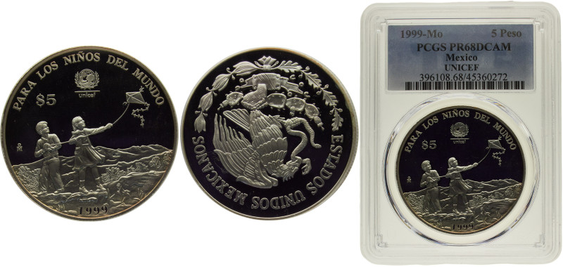 Mexico United Mexican States 5 Pesos 1999 Mo Mexico City mint "Children and kite...