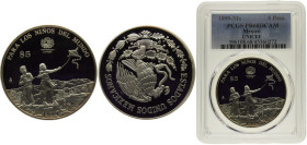 Mexico United Mexican States 5 Pesos 1999 Mo Mexico City mint "Children and kite"UNICEF Silver PCGS PR68 KM# 640
