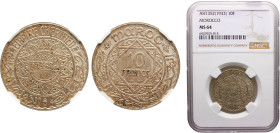 Morocco French Protectorate Mohammed V 10 Francs AH1352 (1934) Paris mint Silver NGC MS64 Y# 38