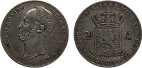 Netherlands Kingdom Willem II 2½ Gulden 1847 Silver VF 25g KM# 69