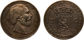 Netherlands Kingdom Willem III 2½ Gulden 1874 Silver XF 24.9g KM# 82