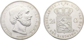 Netherlands Kingdom 2½ Gulden 1874 Silver AU 25g KM# 82