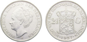 Netherlands Kingdom Wilhelmina I 2½ Gulden 1937 Utrecht mint Silver UNC 25g KM# 165