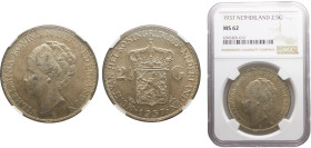 Netherlands Kingdom Wilhelmina 2½ Gulden 1937 Utrecht mint Silver NGC MS62 KM# 165