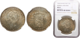 Netherlands Kingdom Wilhelmina 2½ Gulden 1938 Utrecht mint Silver NGC MS63 KM# 165
