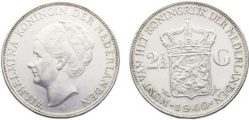 Netherlands Kingdom Wilhelmina I 2½ Gulden 1940 Utrecht mint Silver UNC 25g KM# 165