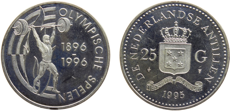 Netherlands Antilles Dutch colony Beatrix 25 Gulden 1995 Utrecht mint(Mintage 25...