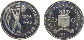 Netherlands Antilles Dutch colony Beatrix 25 Gulden 1995 Utrecht mint(Mintage 2500) 1996 Atlanta Olympic Games Silver PF 25g KM# 41