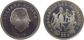 Netherlands Antilles Dutch colony Juliana 25 Gulden 1979 Utrecht mint(Mintage 17000) International Year of the Child Silver PF 27.3g KM# 22