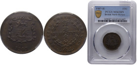 North Borneo British colony ½ Cent 1807 H Heaton's Mint Bronze PCGS MS62 BN KM# 1