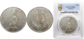 Paraguay Republic 1 Peso 1889 Buenos Aires mint Silver PCGS MS61 KM# 5