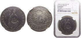 Philippines Spanish colony Isabel II 8 Reales ND (1834-1837) Lima mint Countermark on Peru 8 Reales, 1835, KM# 142.3 Silver NGC VF KM# 138.2