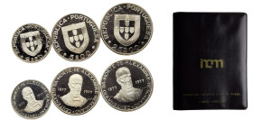 Portugal Third Republic 2.5/5/25 Escudos ND (1977) 3 Coins Set, 100th Anniversary of the Death of Alexandre Herculano, Set Copper-nickel PF KM# 605,KM...