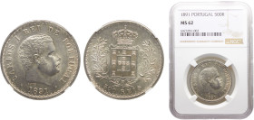 Portugal Kingdom Carlos I 500 Reis 1891 Silver NGC MS62 KM# 535