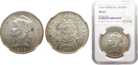 Portugal First Republic 1 Escudo 1916 Silver NGC MS62 KM# 564