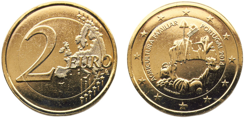 Portugal Third Republic 2 Euro 2014 INCM Lisbon mint Mint error Metal, 40th Anni...