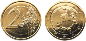 Portugal Third Republic 2 Euro 2014 INCM Lisbon mint Mint error Metal, 40th Anniversary of the 25th April Revolution UNC 8.6g KM# 844