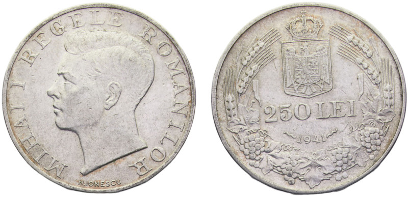 Romania Kingdom Mihai I 250 Lei 1941 Bucharest mint Silver AU 12g KM#59.2