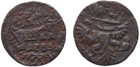 Russia Empire Anna Polushka 1735 Mint Error Double Struck, Novodel Copper VF 2.9g KM# NL6