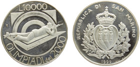 San Marino Republic 10000 Lire 1999 R Rome mint(Mintage 35000) 2000 Summer Olympics, Sydney Silver PF 22g KM# 398