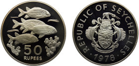 Seychelles Republic 50 Rupees 1978 Royal mint(Mintage 4281) Conservation, Squirrel fish Silver PF 28.4g KM# 39