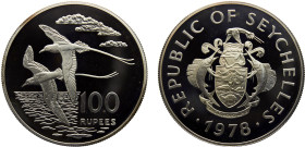 Seychelles Republic 100 Rupees 1978 Royal mint(Mintage 4075) Conservation, white-tailed Tropic birds Silver PF 35.8g KM# 40