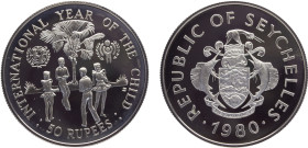 Seychelles Republic 50 Rupees 1980 (Mintage 25000) International Year of the Child Silver PF 20g KM# 42