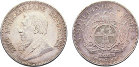 South Africa Zuid Afrikaansche Republiek 5 Shillings 1892 Berlin mint Mount Removed Silver XF 28g KM# 8