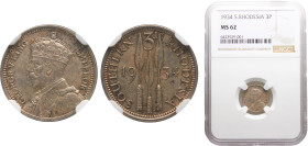 Southern Rhodesia British colony George V 3 Pence 1934 Royal mint Silver NGC MS62 KM# 1