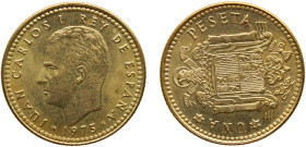 Spain Kingdom Juan Carlos I 1 Peseta 1975 *19-80 Madrid mint Mint Error Rotated about 90 Degrees Aluminium-bronze UNC 3.5g KM# 806